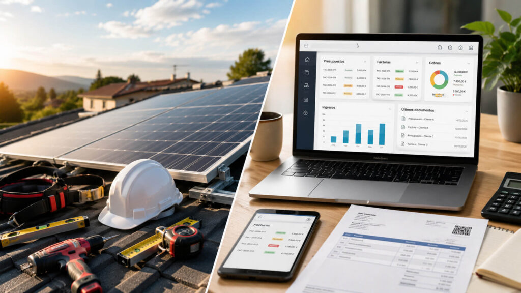 VeriFactu para instaladores solares: cómo preparar presupuestos, facturas y cobros sin frenar tu negocio